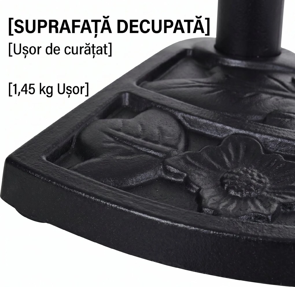 Outsunny Bază pentru Umbrelă Semicirculară de Ø38 mm si Ø48 mm cu Manivelă, 50x31x32 cm, Negru | Aosom Romania