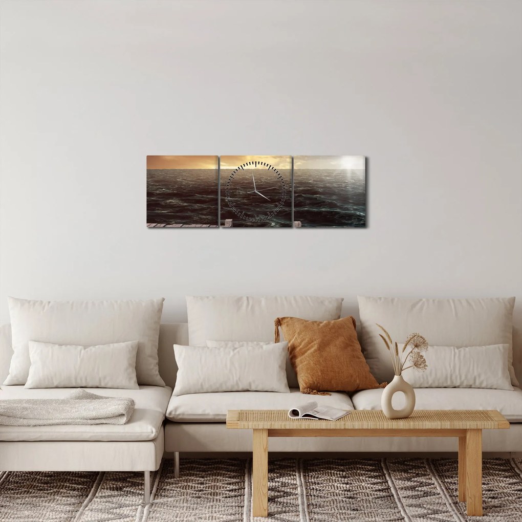Tablou cu marea (cu ceas) (90x30 cm)