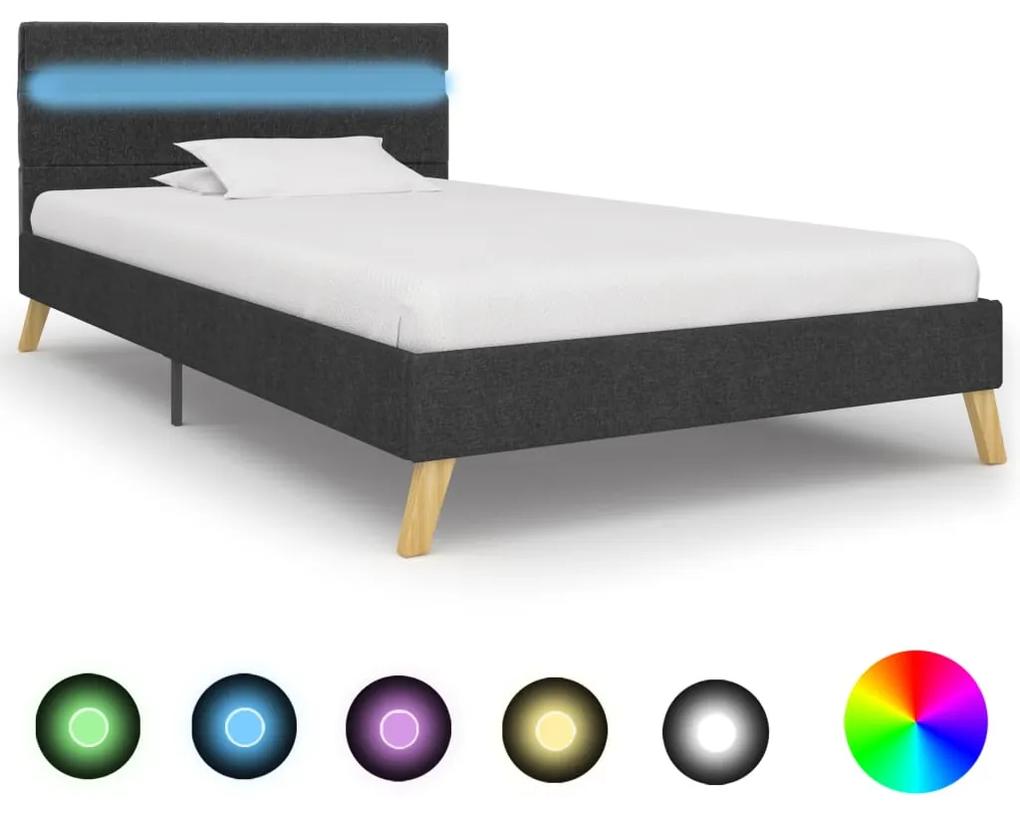 284841 vidaXL Cadru pat cu LED-uri, gri închis, 100x200 cm, material textil