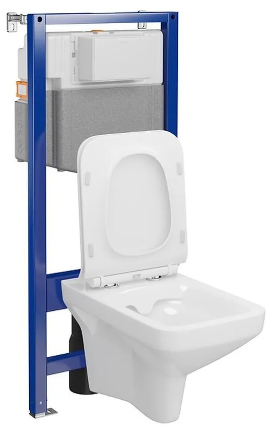 Set vas wc suspendat Como CleanOn cu capac soft close si rezervor incastrat C39 Aqua 50