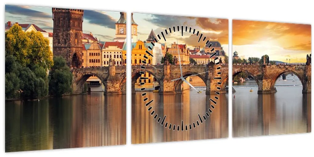 Tablou - Praga (cu ceas) (90x30 cm)