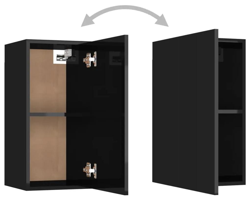 Set dulapuri TV, 3 piese, negru extralucios, PAL 1, negru foarte lucios, 60 x 30 x 30 cm