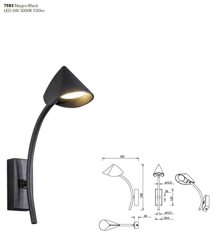 Aplica LED de perete design modern CAPUCCINA negru