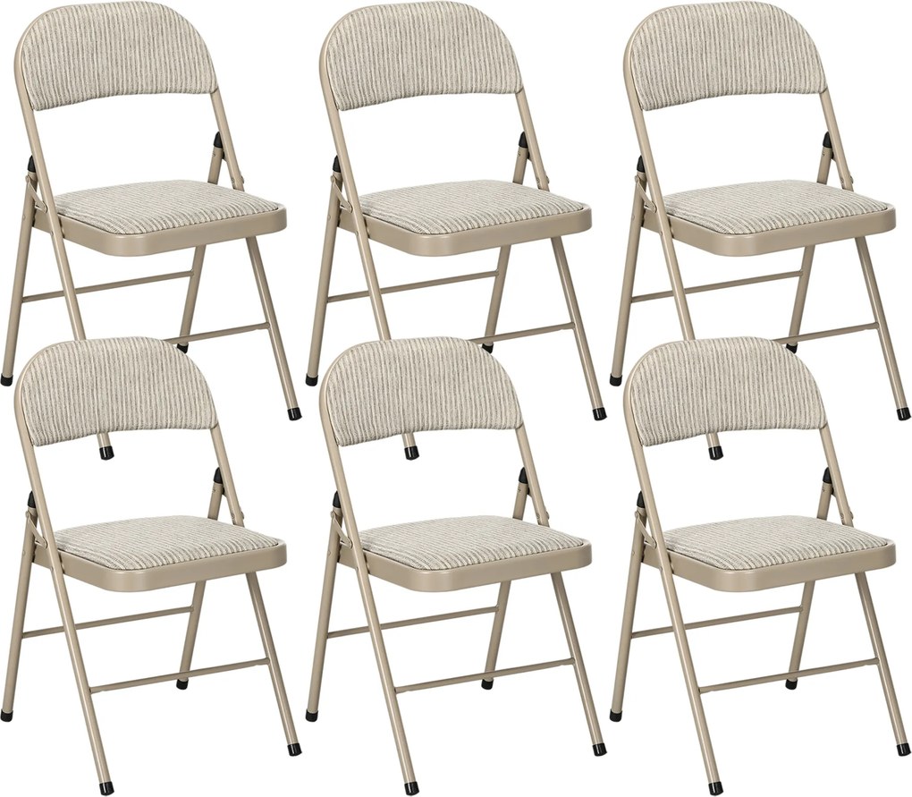 HOMCOM Set de 6 Scaune Pliabile din Metal, Scaune Pliabile din Interior cu Șezut Tapițat din Piele PU și Spătar Deschis | Aosom Romania