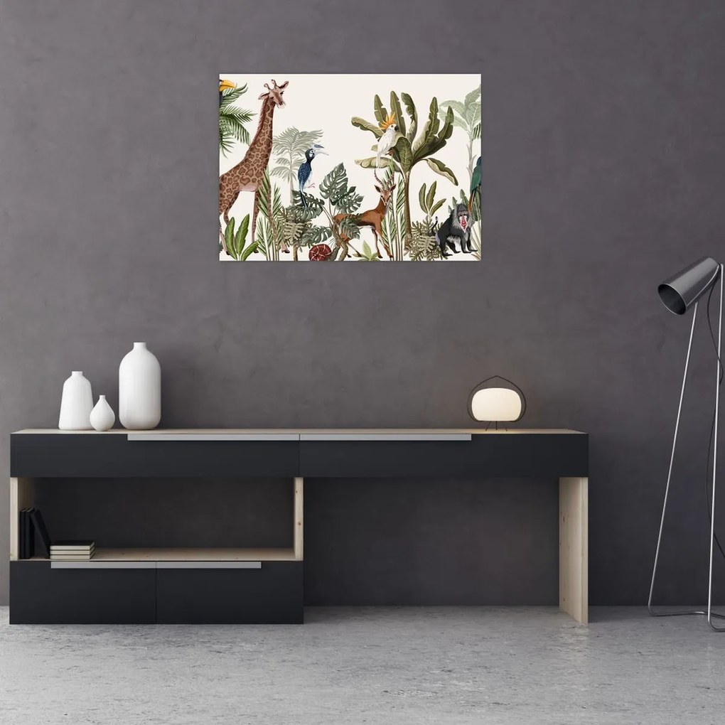 Tablou - Jungla plină de animale (70x50 cm)