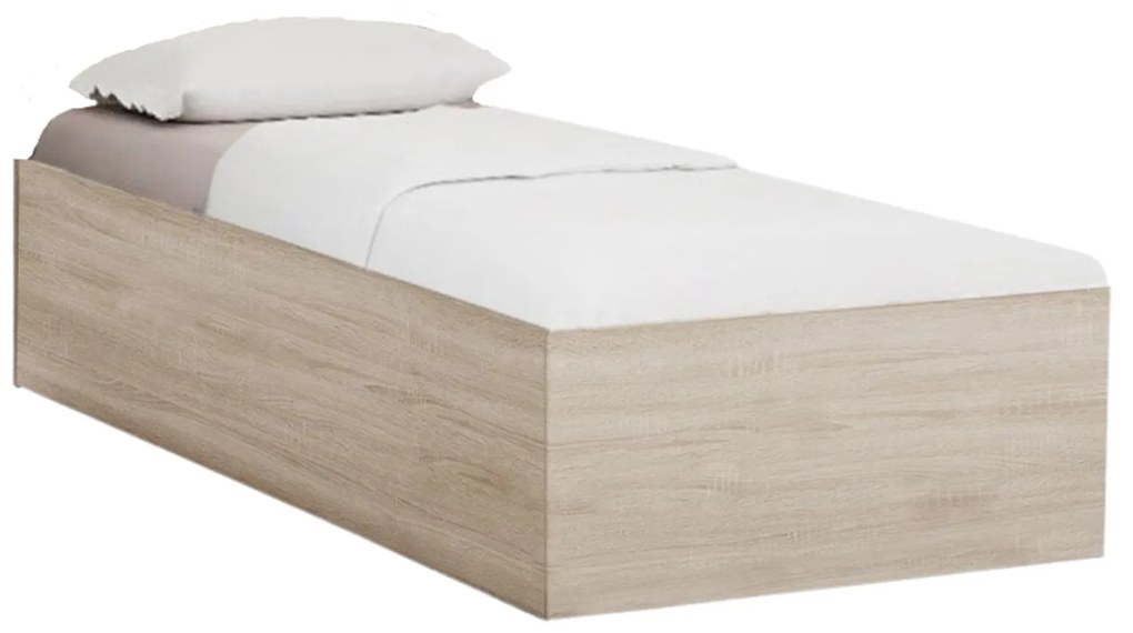 Pat BELLA 90 x 200 cm, stejar sonoma Saltele: Cu saltele Coco Maxi 20 cm, Somiera pat: Fara somiera