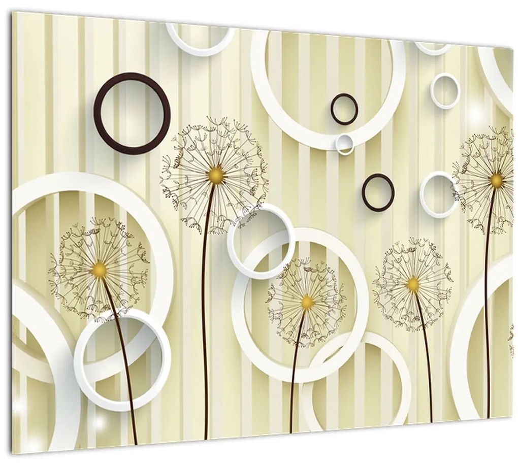 Tablou pe sticlă abstract a păpădiei (70x50 cm)