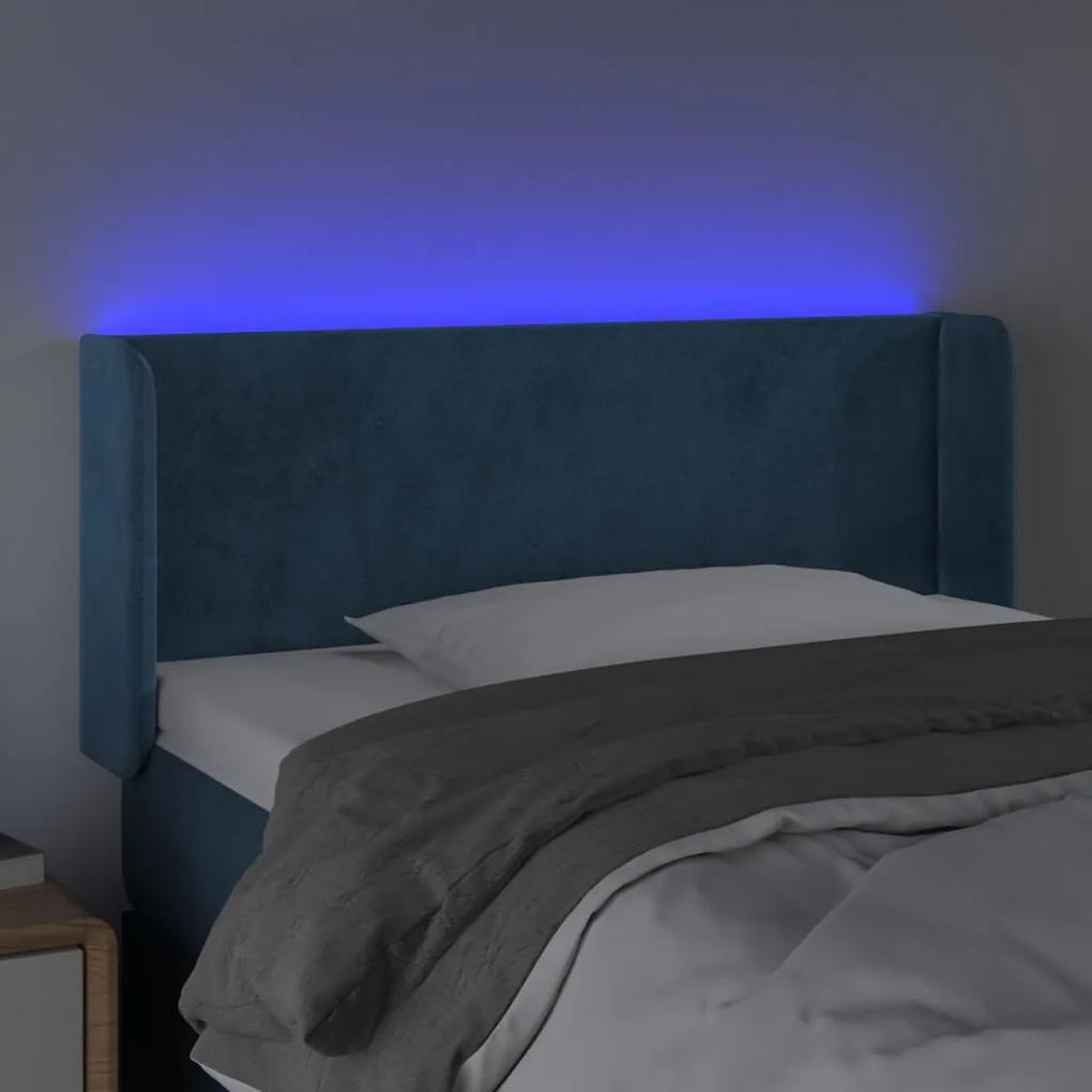 Tablie de pat cu LED, albastru inchis, 93x16x78 88 cm, catifea 1, Albastru inchis, 93 x 16 x 78 88 cm