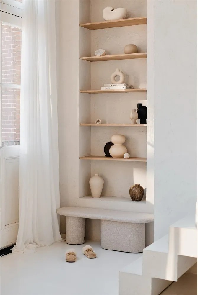 Bancă bej capitonată cu tapițerie din lână Rull – noo.ma