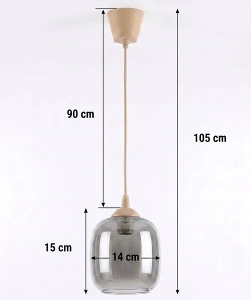 Brilagi - Lampă LED suspendată pe cablu R GLASS 1xE27/60W/230V Ø 14 cm, bej/gri fumuriu
