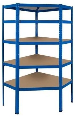 Raft depozitare, de colt, metalic, 5 polite, albastru, 175 kg, 90x40x180 cm, Malatec