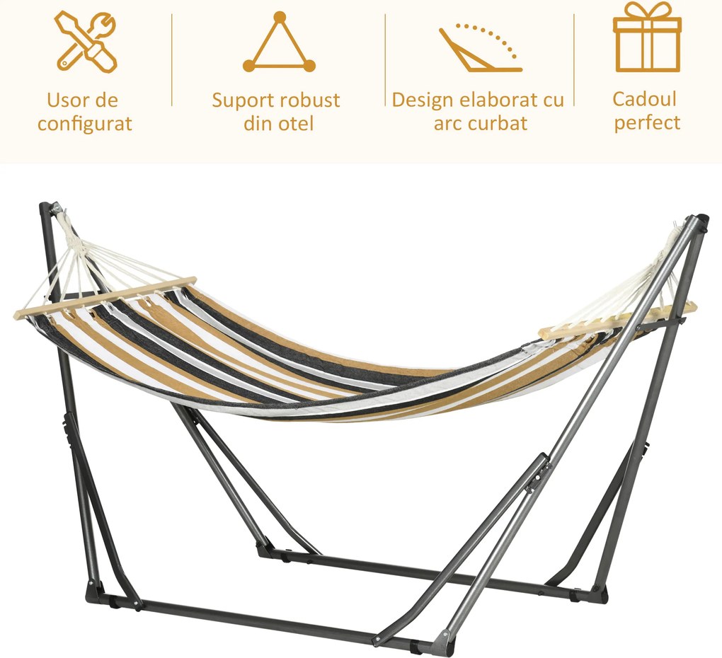 Outsunny Supporto con Amaca Autoportante Pieghevole in Cotone e Acciaio | Aosom Romania