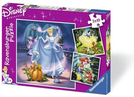 PUZZLE ALBA CA ZAPADA, CENUSAREASA SI ARIEL, 3X49 PIESE (RVSPC09339)