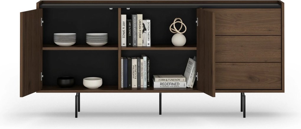 Comodă Zenar 170 cm cu sertare - nuc elegant / negru