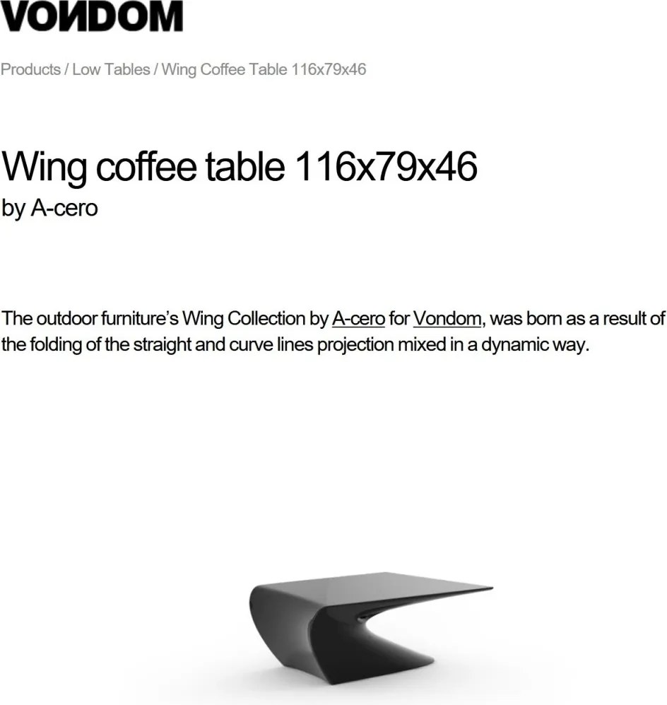 Masuta de exterior / interior design modern premium WING COFFEE TABLE 53035 Vondom