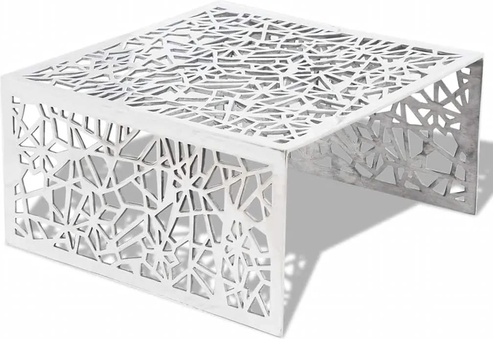 vidaXL Măsuță de cafea cu design geometric, argintiu, aluminiu