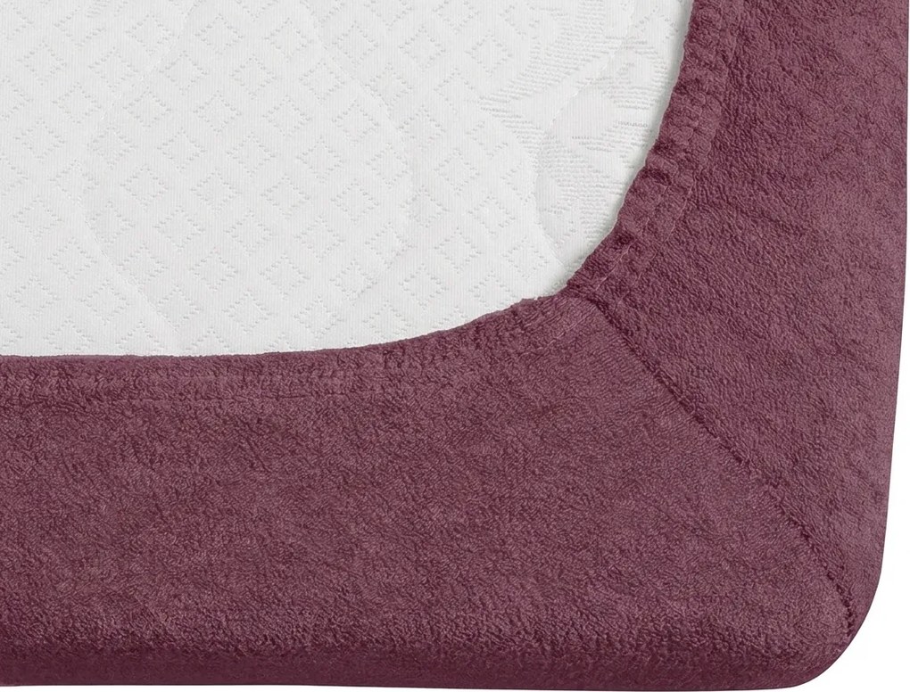 Cearsaf elastic molton din fleece pruna 180 x 200 cm