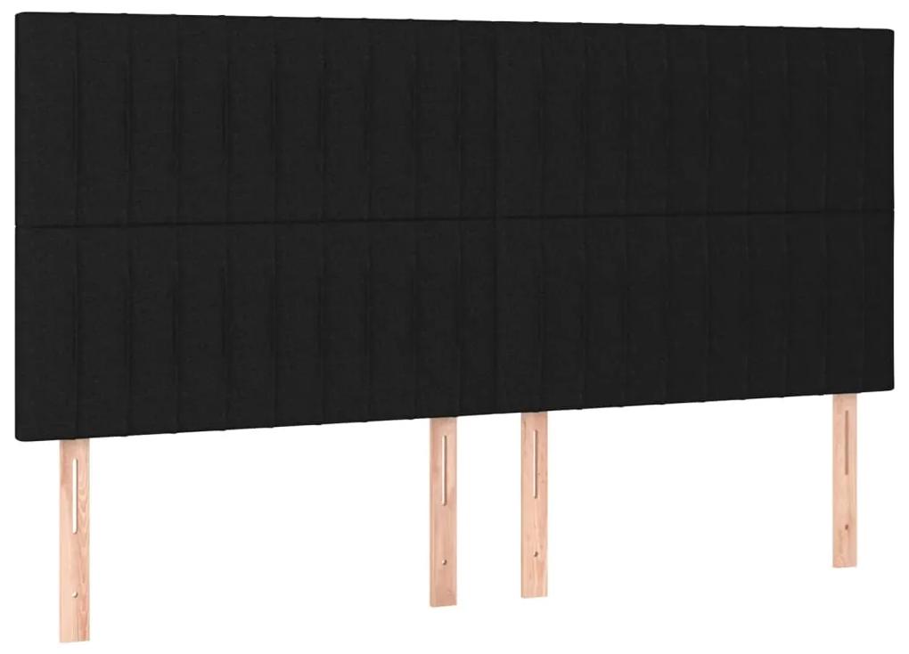 Cadru de pat cu tablie, negru, 200x200 cm, textil Negru, 200 x 200 cm, Benzi verticale