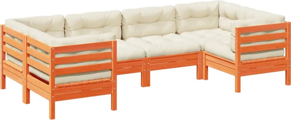 vidaXL Set mobilier de grădină cu perne, 6 piese, lemn masiv de pin