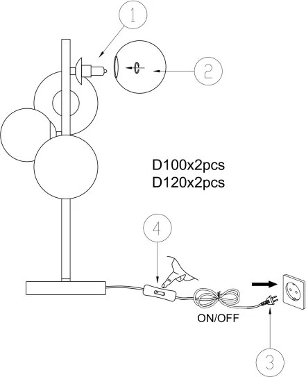Lampă de masă ONLI PALOMA 4xG9/10W/230V 48 cm auriu