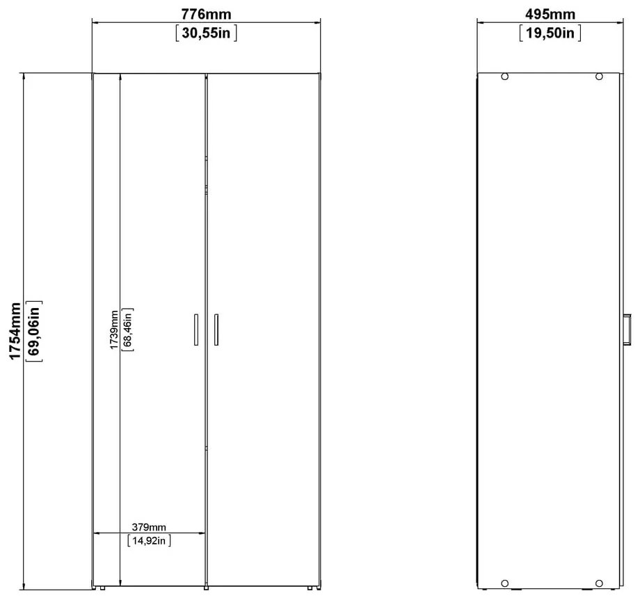 Șifonier alb 78x175 cm Space – Tvilum