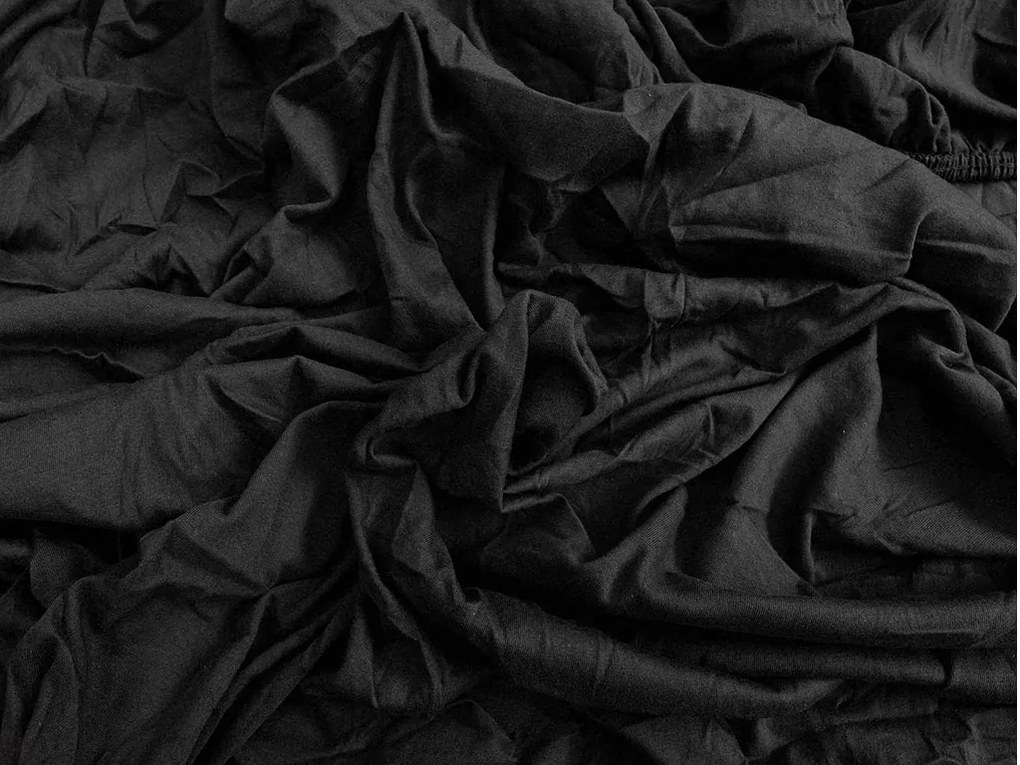 Cearsaf Jersey EXCLUSIVE cu elastic negru 160 x 200 cm