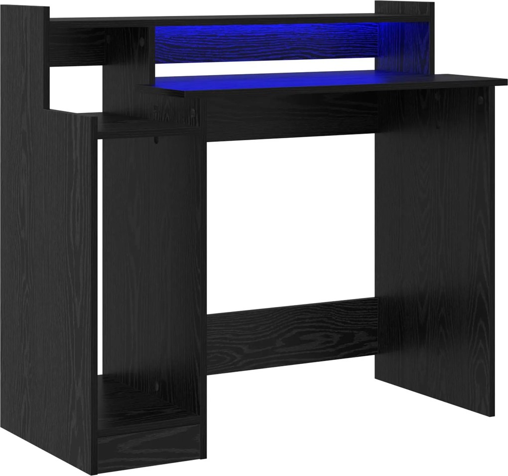 vidaXL Birou cu raft Stejar Negru 97 x 45 x 90 cm Lemn compozit