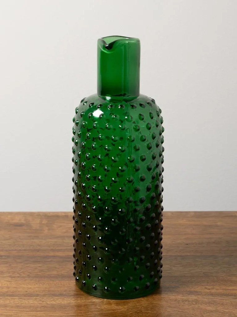 Carafa verde, din sticla, Dotted