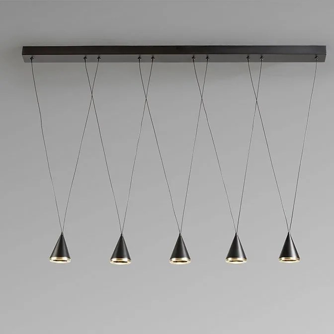 Lustra liniara cu 5 pendule suspendate LED Conic