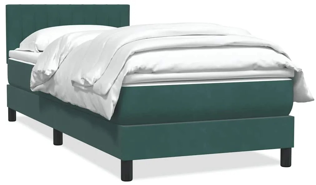 vidaXL Pat box spring cu saltea, verde închis, 80x220 cm, catifea