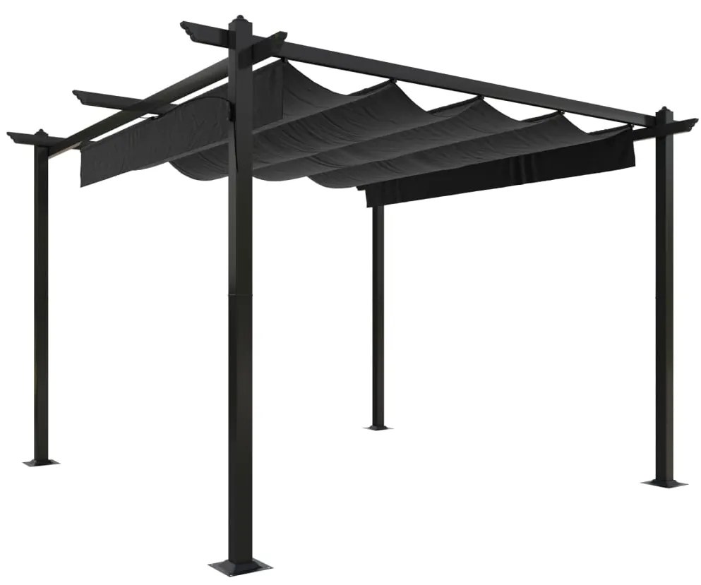 Pavilion de gradina, acoperis retractabil, antracit, 3x3 m Antracit, 3 x 3 x 2.2 m