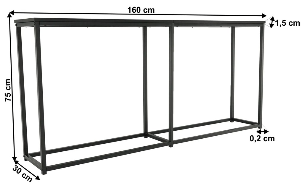 Consola in stil industrial, gri inchis grafit   negru, BUSTA