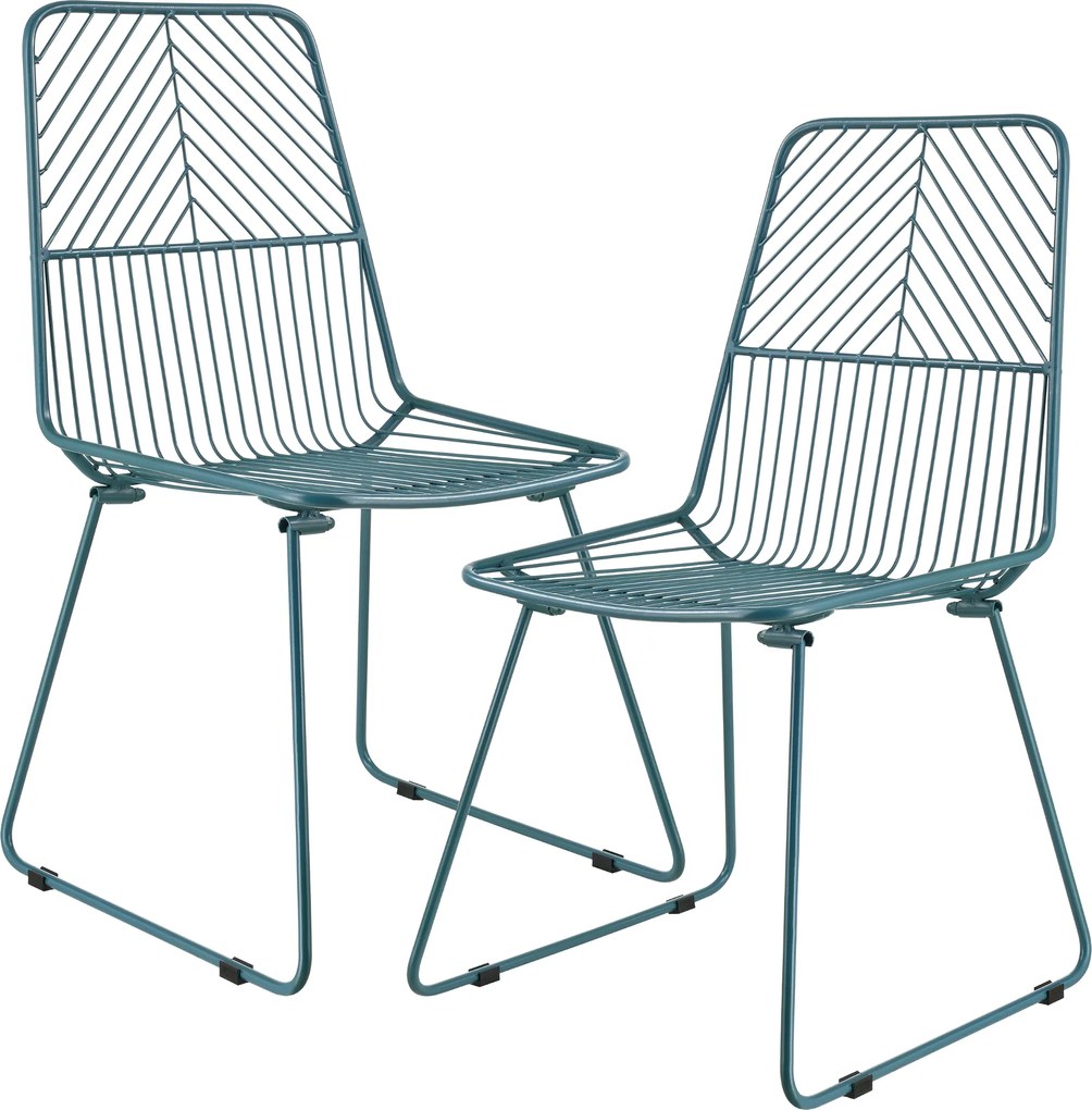 [en.casa]® Scaun metalic design "Sofia" (set doua bucati) - scaun bucatarie - turcoaz