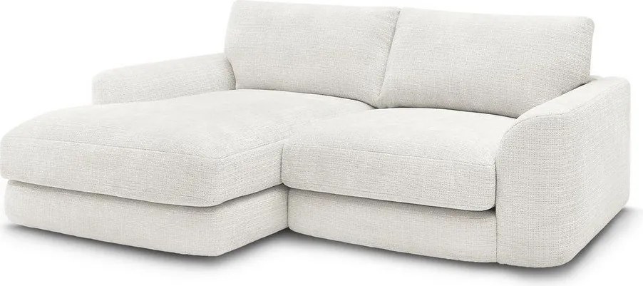 Colțar alb cu tapițerie din chenille (cu colț pe partea stângă/cu șezlong) Leonore – Bobochic Paris