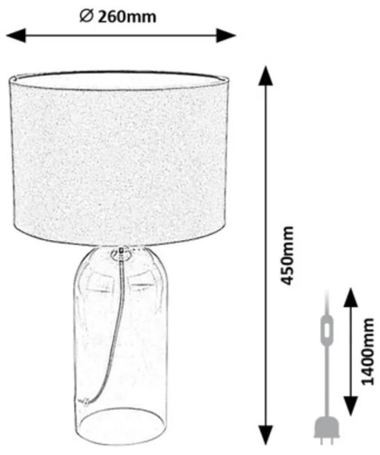 Lampa de masa sticla fumurie abajur gri Luxin