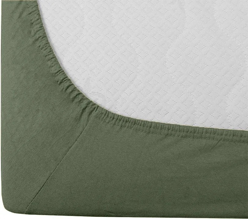 Cearsaf Jersey EXCLUSIVE cu elastic verde inchis 160 x 200 cm