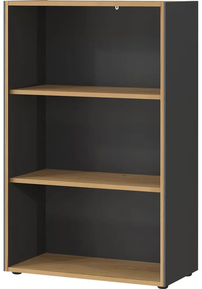 Bibliotecă gri antracit/în culoare naturală cu aspect de lemn de stejar 75x120x40 cm Podium – Germania