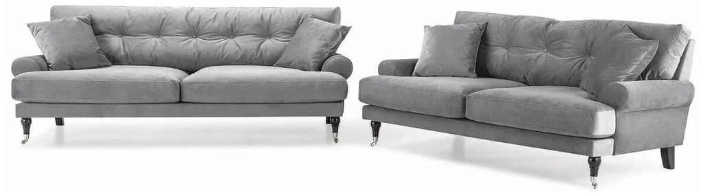 Set mobilier tapițat Seattle E128Gri, Tapiterie, Picioare: Role, Metal, Lemn