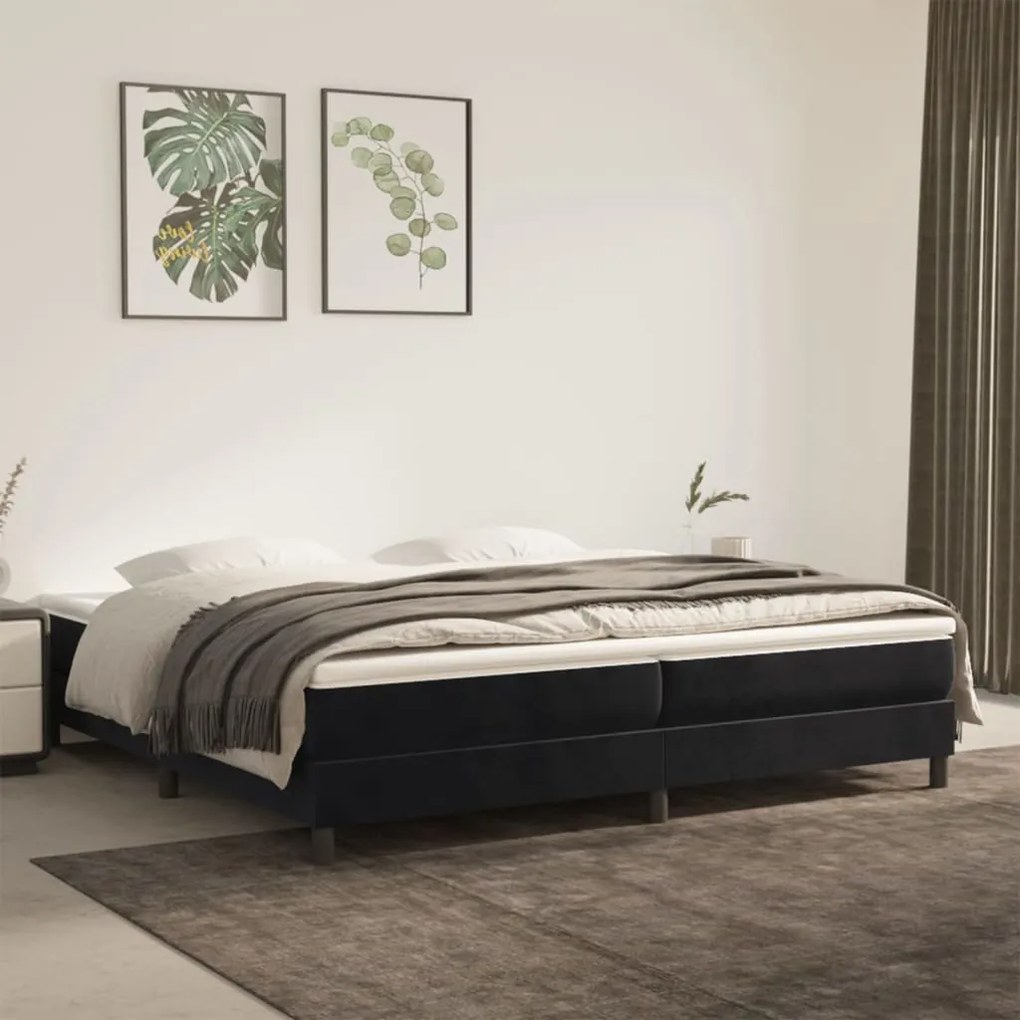 3120792 vidaXL Cadru de pat box spring, negru, 200x200 cm, catifea