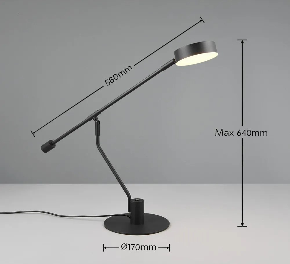 Veioză negru-mat LED cu structură flexibilă (înălțime 64 cm) Manduro – Trio