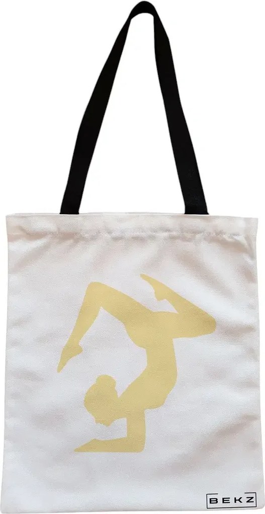 Sacosa de Panza pentru Cumparaturi, Geanta Tote, Yoga 3, Cu fermoar, 38x34.5 cm, Alba, BEKZ®