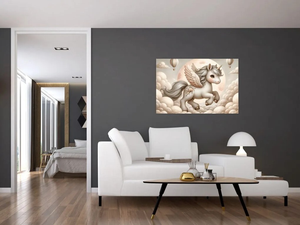 Tablou - Inorog în nori (90x60 cm)