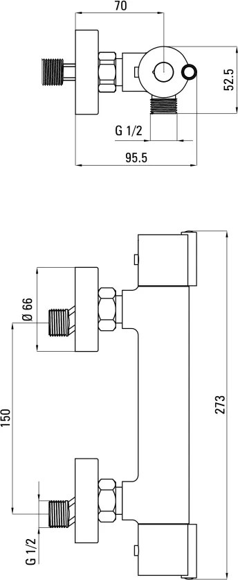 Joko Baterie pentru duș, cu termostat - rotund Finisaj: Crom BOJ_04BT