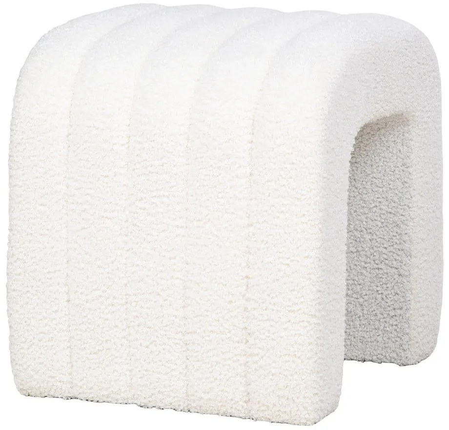 Taburet alb cu tapițerie din țesătură bouclé Colma – House Nordic