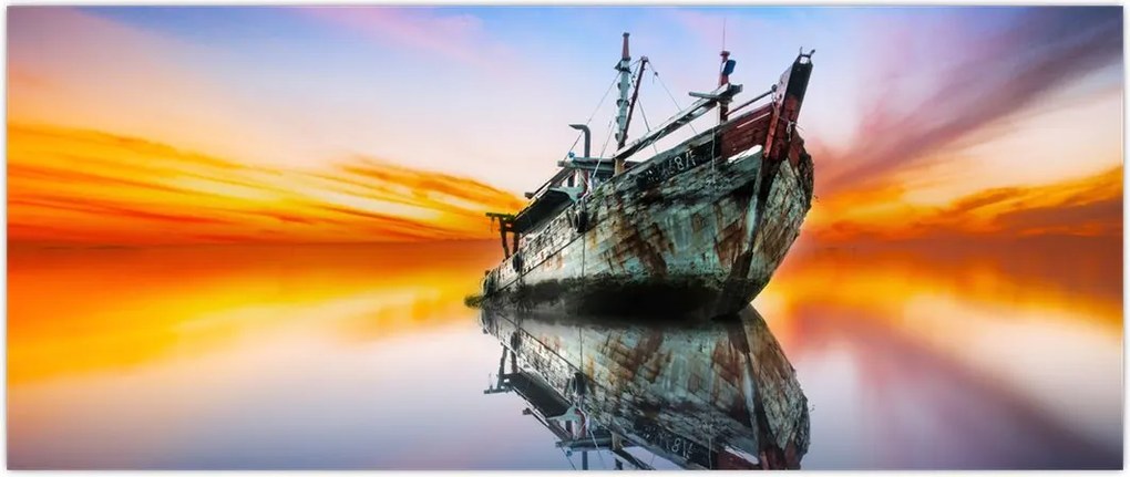 Tablou - Zori peste un naufragiu (120x50 cm)