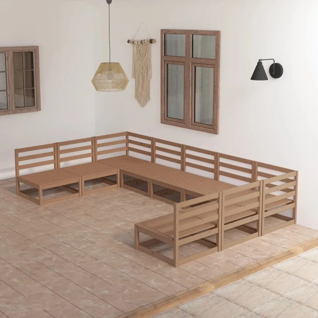 vidaXL Set mobilier de grădină, 9 piese, lemn masiv de pin