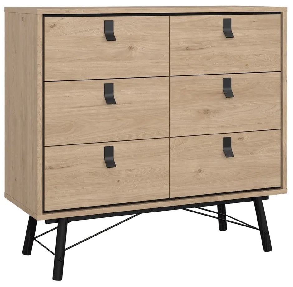 Comodă în culoare naturală joasă cu aspect de lemn de stejar 102x99 cm Ry – Tvilum