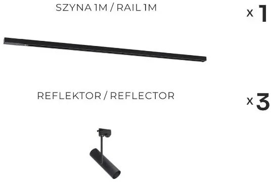 Zuma Line 3556 - Spot pentru șină LISA, 3x GU10, 35W, 230V, negru