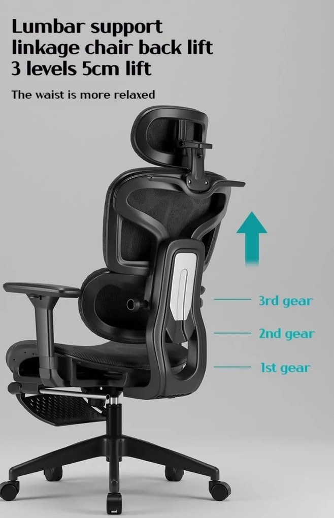 RESIGILAT- Scaun ergonomic, Sezut Translatie, Cotiere 6D, Tetiera 6D, Suport Lombar Adaptiv, Spătar reglabil inaltime, pivotant, suport picioare, sezut buretat, Negru