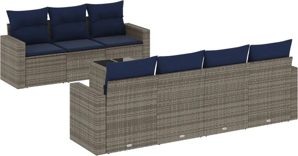 vidaXL Set canapele de grădină cu perne, 8 piese, gri, poliratan
